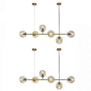 Moddeny 6 Lumière E27 Lustre Moderne Europe du Nord Lustre Boule De Verre Industriel 51 Pouces Plafonnier Suspension pour Salon Salle À Manger Art Décoration Restaurant (2 Pièces) (Moddeny FR Factory Lighting, neuf)