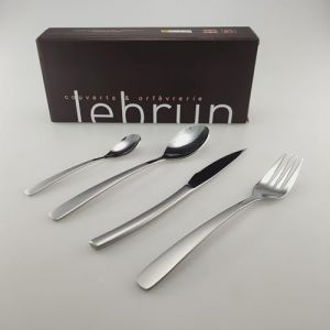 Lebrun Couverts CABANA - MENAGERE 24 pièces en Finition Contrasté - Service de table pour 6 personnes: 6 fourchettes, 6 couteaux de table, 6 cuillères à soupe, 6 cuillères à café (Lebrun, neuf)