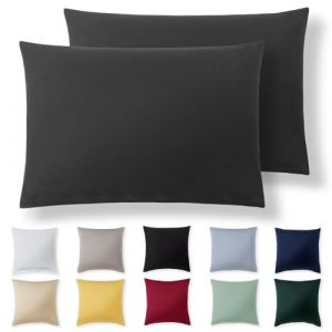 Alreya Taie Oreiller 50x70 Coton (Lot de 2) - Anthracite - 100% Jersey Coton, Housse de Coussin 50x70 cm, Taies d'oreiller en Jersey avec Fermeture éclair 50 x 70 cm (DT TEXTILE GmbH, neuf)