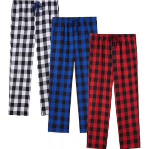 JupiterSecret Bas de Pyjama Homme en Flanelle, Pantalon Pyjama-Homme Long à Carreaux avec Poches et Boutons, Pantalon de Pyjama Hommes Décontracté pour La Maison, Pyjama pour Hommes, Paquet de 3, 2XL (JupiterSecret, neuf)