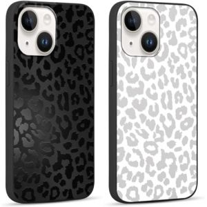 Yoedge 2 pi&egrave;ces Coque pour iPhone 15 Plus 6,7" Motif de Lmprim&eacute; L&eacute;opard &Eacute;tui, Noir Aesthetic Design Housse de T&eacute;l&eacute;phone TPU Silicone Souple Antichoc Bumper Protection Case Cover pour iPhone 15 Plus (Lei Xiao, neuf)
