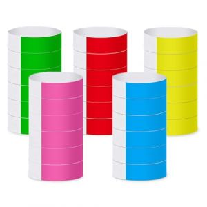 Bracelets d'Identification, 200pcs Sécurité Bracelets d'Entrée, Bracelets papier pour sécurité et évènements, Indéchirables, Légers et résistants à l'eau（jaune vert rose bleu rouge） (qingjian, neuf)