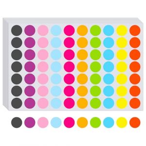 Lot de 1470 pastilles adh&eacute;sives multicolores de 20 mm - 10 couleurs - Ronds - Pastilles adh&eacute;sives color&eacute;es - Pour calendrier, bureau, &eacute;cole (REBECCA HOWARD LTD, neuf)