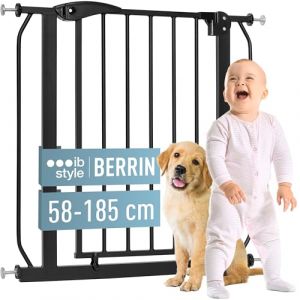 ib style Barrière de Sécurité Berrin 58-185 - Barrière pour Chien, sans Perçage, Fixation par Pression, pour Enfants 6 a 24 Mois, 125-135 cm, Noir (ib-style GmbH, neuf)
