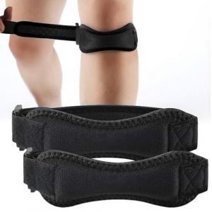 Genouill&egrave;re Rotulienne 2 Pi&egrave;ces, sangles de genou pour tendon rotulien,Genouill&egrave;re Sport R&eacute;glable, Genouill&egrave;re Sport pour Rotulienne Femme et Homme, pour Basketball, Fitness, Volley-ball,Noir (Newbilty OU, neuf)
