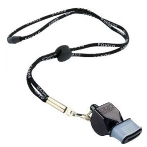 Fox 40 Noir Classic CMG Sifflet Officiel avec Cordon de Serrage Unisexe, 115 DB (Single with Lanyard) (fischiettomania, neuf)