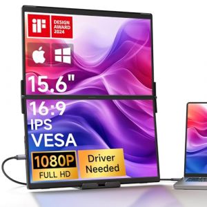 JSAUX FlipGo Pro 15.6" Extension Triple d’Écran pour Ordinateur Portable, 1080P Double Moniteur pour PC Portable pour Windows/macOS(Pilote requis), Connexion Via Un Seul câble/Design Magnétique (JS Digital FR, neuf)
