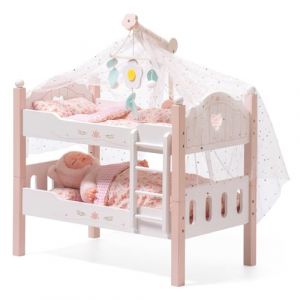 ROBOTIME Lit superposé en bois - Transformable avec échelle et literie - Pour lits de poupée empilables de 18 pouces - Accessoire parfait pour poupée - Cadeau pour enfants (rose) (Global Premier Collections, neuf)