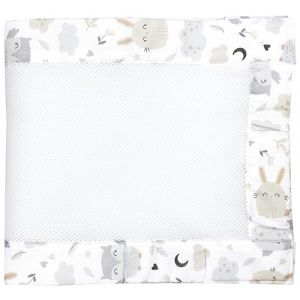 TupTam Barreaux Protection Filet Tour de Lit B&eacute;b&eacute; Mesh 3D Pack de 2 pi&egrave;ces, Lapin/Chouette, env. 128 x 30 cm (pour lit d'enfant 140x70) (LotteStyle, neuf)