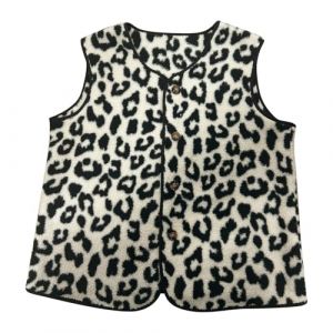 Veste sans Manche Femme Polaire Gilet &agrave; Imprim&eacute; L&eacute;opard pour Femme Gilet Sherpa D&eacute;contract&eacute;e Blousons Couleur Unie Veste (Africmsu, neuf)