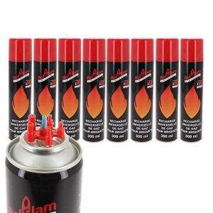 Lot de 8 bouteilles de gaz pour le rechargement des briquets rechargeables (FX DISTRIBUTION France, neuf)