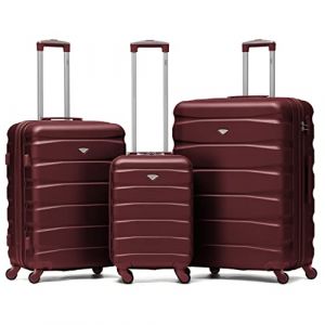 Flight Knight Lot De 3 Moyen Et Grand Valises Rigides Legeres en ABS A 4 Roues Cabine Bagage A Main pour Plus De 60 Compagnies Aeriennes -easyJet, Jet2 Et Taille Max Ryanair (Priority) 55x40x20cm (Prime Brands Group FR, neuf)