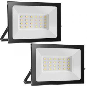 2pcs 20W Projecteur à LED, 2000LM 3000K Lampe LED Extérieur Spot LED Extérieur IP65 Étanche Applique Murale Réflecteur Eclairage de Sécurité pour Allée, Jardin, Atelier, Cour, Portes, Garage, Couloir (Zandra-EU, neuf)