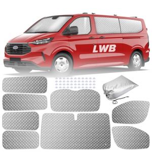 MaxEarn Lot de 8 tapis thermiques pour cabine de conducteur - Pour Ford Transit Custom LWB - Pare-soleil intérieur de voiture - Pare-soleil avant - Kit de stores thermiques - Occultant - Pare-soleil (winnuumo, neuf)