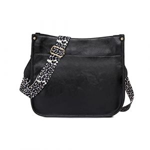 NICOLE & DORIS Sac Bandouli&egrave;re Femme Sacs &agrave; Main Port&eacute;s &eacute;paule en Cuir PU Sac Besace Multi Poches Shopping Bag Sac Crossbody Messenger Grande Sac Cartable en L&eacute;opard Noir (GUGGIARI S.R.L, neuf)
