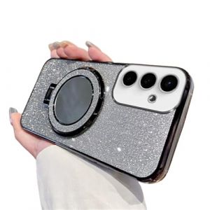 QIWEIQING Coque pour Samsung Galaxy A35 5G Glitter Etui avec Miroir Makeup, Glitter Coque de Protection Cam&eacute;ra Magn&eacute;tique Antichoc en Fine TPU Souple Housse pour Samsung A35 5G. Black DSZ (QIWEIQING, neuf)