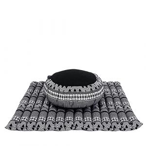 Leewadee Set de m&eacute;ditation - Set de m&eacute;ditation en kapok, coussin et tapis de m&eacute;ditation Zafu et Zabuton, Noir Blanc (Leewadee, neuf)
