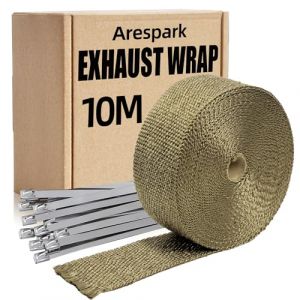 Bande Thermique Echappement,Arespark 10m Ruban Isolant Thermique, Fait de Fibres de Basalte avec 10 Collier Serrage Inox, pour Collecteurs d'Echappement Moto et Voiture (PVUEL Direct, neuf)
