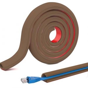 Passe-câbles flexible pour sol - Pont de câbles amovible - 5 m x 15 mm - Cache-câbles et protection de câbles pour la maison, l'hôtel, le bureau, l'entrepôt (marron) (HengRongSh-EU, neuf)