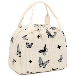 LEDAOU Bo&icirc;te &agrave; d&eacute;jeuner isol&eacute;e pour femmes sac &agrave; d&eacute;jeuner r&eacute;utilisable en velours c&ocirc;tel&eacute; sac &agrave; main fourre-tout &eacute;tanche glaci&egrave;re thermique sac &agrave; d&eacute;jeuner grande capacit&eacute; bo&icirc;te &agrave; d&eacute;jeuner (velours (LEDAOU, neuf)