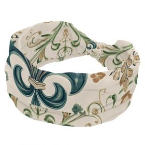 Bandeau large pour femme, motif ethnique r&eacute;tro iris, vert sauge, antid&eacute;rapant, bandeau &eacute;lastique pour cheveux, bandeau de sueur, yoga, bandeau nou&eacute; pour fille et femme (Galens, neuf)