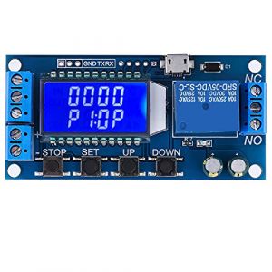 Module de Relais Temporisé DC 6-30V avec écran LCD,Retardateur Cycle de Temporisation 0.01s-9999min, support Micro USB 5V alimentation électrique, avec protection contre les inversions de connexion (Luoyuuk, neuf)