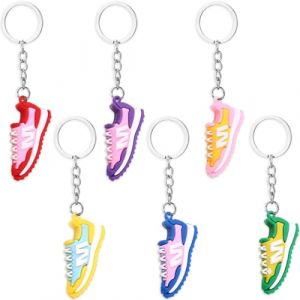 WXNPA 6 Pièces Porte Clés de Sport Sneaker, Porte-Clés Sneaker, Porte-clés Chaussures de sport Sneaker Shoe Pendentif en métal argenté Charm (wangxinyudeouzhoudianpu, neuf)