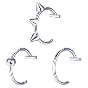 XENQITO 3 Pcs Piercing Nez Anneaux Ensemble Piercing Levre Faux Septum Piercing Anneau Nez Piercing Smiley Bouche Septum Unisexe Anneau à Lèvres, Boucle D'oreille/Anneau de Nez Faux Piercings de Nez (WANG JINGNAN STORE, neuf)