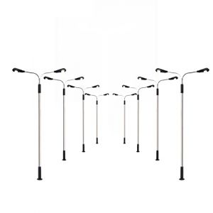 WANGCL Lot de 8 lampadaires à LED en métal à double tête pour modélisme ferroviaire (WANGCL EU, neuf)