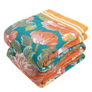 VANJOROY Couvre-lit pour canap&eacute; en coton biologique 100 % grand jet&eacute; pour lit, doux jet&eacute; boh&eacute;mien &agrave; double face fleuri pour canap&eacute;s 2 3 places, fauteuils, canap&eacute; et couvre-lit. 200x230cm - Color&eacute; (Vandhero, neuf)