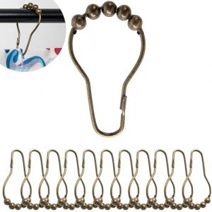 Anneaux pour Rideaux de Douche, 12 pi&egrave;ces, en Couleur Bronze, Taille 70 x 39 mm, Crochets de rideau pour Tiges de Rideau de Douche, Anneaux de Douche en M&eacute;tal Robuste, Crochets de Rideau de Douche Set (Your Day Mate, neuf)