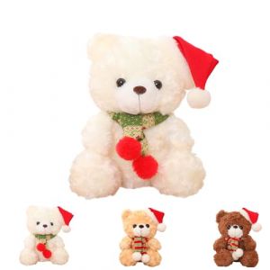 yayafunfun 23 cm Ours en Peluche Nounours No&euml;l, Petit Blanc Peluche Bear Douce et Mignonne, Chapeau de No&euml;l et &eacute;charpe, Animal Jouets en Peluchecadeau pour Anniversaire et No&euml;l Enfants (yayafunfun, neuf)