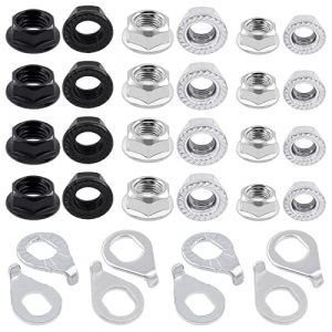 Mardatt Lot de 60 &eacute;crous d'essieu et rondelles M8 M9.5 M10 pour moyeu de v&eacute;lo, &eacute;crous &agrave; bride hexagonale, rondelles de s&eacute;curit&eacute; pour moyeu de roue avant et arri&egrave;re (Masaile2020, neuf)