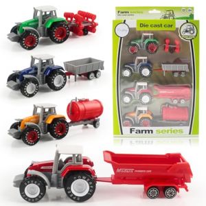 Aurihxus Kit Tracteur avec Remorque, 4 Pi&egrave;ces Jouets tracteurs Voiture, Jouets Voiture Miniature de Ferme pour Enfants (Shxyuyid, neuf)