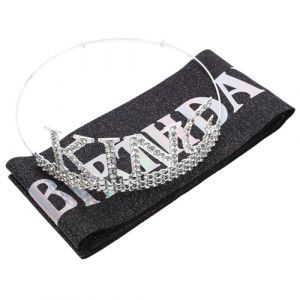 TEHAUX Ensemble Couronne D&rsquo;anniversaire Homme Argent&eacute; &Eacute;charpe Noire et Argent&eacute;e, Accessoire L&eacute;ger et R&eacute;sistant pour F&ecirc;te D&rsquo;anniversaire, D&eacute;coration Pr&eacute;sent Homme Joyeux Anniversaire (Breamblue N, neuf)