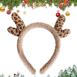 Serre-t&ecirc;te en bois de cerf pour femme &ndash; Serre-t&ecirc;te de maquillage l&eacute;opard | Serre-t&ecirc;te de No&euml;l en bois de cerf - Accessoire de coiffure pour femme (amste, neuf)