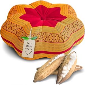 Livasia Coussin de m&eacute;ditation &eacute;toile Grande Taille - &Oslash; 40x20cm - Coussin de Yoga kapok, Pouf, Coussin de Sol Yoga Zen m&eacute;ditation, Coussin zafu Jardin Balcon, Coussin d&rsquo;Assise Fait Main (Rouge/Jaune) (livasia, neuf)