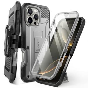 SUPCASE Coque pour iPhone 16 Pro Max avec Protecteur d'&eacute;cran Int&eacute;gr&eacute; (Unicorn Beetle Pro) [Support Pliable & Clip Ceinture] Protection Militaire Antichoc Int&eacute;grale pour iPhone 16 Pro Max 6,9" (Gris) (SUPCASE & i-Blason Store, neuf)