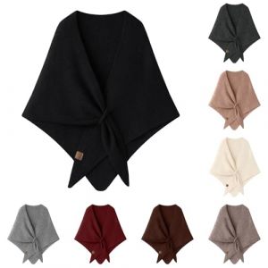 G&eacute;n&eacute;rique Ch&acirc;le De Couleur Unie Pour Toutes Femme Grosse Echarpe Cardigan Tricot&eacute; En Cachemire Poncho Cape Elegant Vetement Manteau Poncho Hiver Chaud Ouvert Doux Et Confortable (01-Black, One Size) (Xiegoes, neuf)