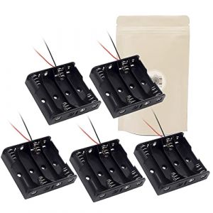 5X Armature Support Boite boitier pour 4 Pile Batterie AA LR06 avec Fils Noir Rouge coupleur (Castle Paris, neuf)