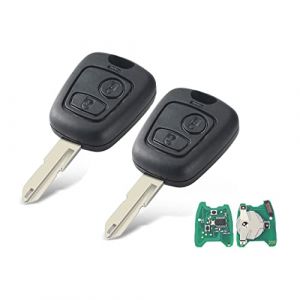 Heart Horse 433MHz Coque de Clé de Voiture Télécommande, 2 Boutons Clef Télécommande Coque Boitier Clé avec ID46 PCF7961Chip pour Peugeot 206 306 405 Cle électronique Telecommande (2PCS) (YYGS_AMZgb, neuf)