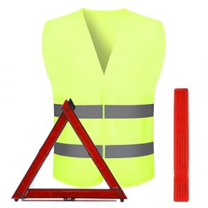 ZenHuaXinTon Kit triangle de signalisation 2 en 1 pour voiture/moto - Triangle de signalisation de voiture et gilet de sécurité avec réflexion à 360° - Triangle de crevaison pliable dans un sac (HuaXingTong, neuf)