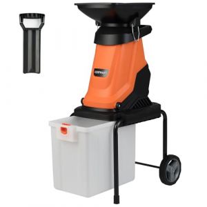 COSTWAY Broyeur de V&eacute;g&eacute;taux et Branches &Eacute;lectrique 3000W, Broyeur de Jardin avec Bac de Ramassage de 50 L Dia. Coupe de 45 mm Tr&eacute;mie de Remplissage Roues, pour Nettoyage du Jardin Compostage (Orange) (FDS GmbH, neuf)