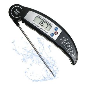 Thermometre Cuisine, Thermom&egrave;tre &agrave; viande, Thermometre Cuisson Lecture Instantan&eacute;e, R&eacute;tro&eacute;clairage LCD & Calibration, Sonde Pliable, pour Cuisson, Viande, BBQ (JIANGWENANLTD, neuf)
