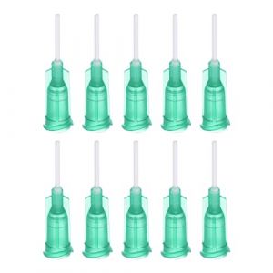 sourcing map 10Pcs 18G Distribution Aiguilles, 1/2" PTFE Colle Aiguille Tube &Eacute;mouss&eacute; Pointes avec PP Flexible Aiguille pour Liquide Colle Pistolet, Vert (Weisser Berg, neuf)