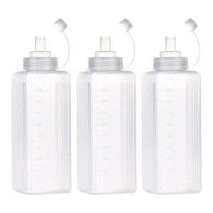 3 Pcs Bouteille &agrave; Condiments, Transparent Bouteille de Sauce, Large Bouche Presser Les Bouteilles, Flacon Souple en Plastique pour la Peinture, la Cuisson, Le Ketchup, l'huile d'olive (# 1000ML) (newjader, neuf)