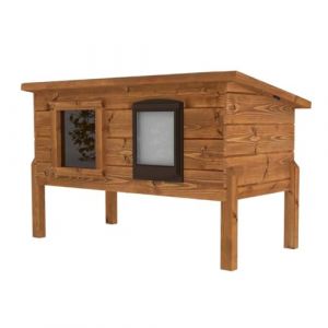 Chenil de chat extérieur auto chauffant et très grand avec fenêtre de confidentialité à sens unique (Home and Roost, neuf)