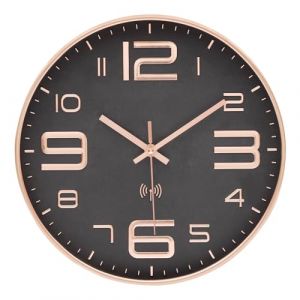 VINILITE Horloge Murale Radio Pilotée de 30cm avec Movement Silencieux et sans Tic-Tac Moderne Pendule Murale à Grands Chiffres pour Salon, Cuisine, Bureau, Chambre (HEYUANXH-EU, neuf)