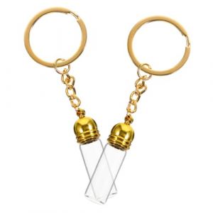 BESTYASH 2 Pièces Porte-clés Flacon Verre Pendentif Flacon Verre Petits Pots Petites Bouteilles à Souhaits Voyage Porte-clés Pot De Rangement (Feast of Yan, neuf)