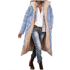 Parka Long Femme Grande Taille Manteau Polaire Femme Long avec Capuche Doudoune Doubl&eacute;e en Polaire Femmes Parka R&eacute;versible Hiver Casual Veste en Coton Couleur Unie Doudoune Manteau Epaisse Chaude (⭐⭐⭐⭐⭐RLEHJN, neuf)